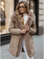 Dámska zimná bunda MORISIO dlhá prešívaná s kapucňou béžová FashionStreet TY5183 Dámska zimná bunda MORISIO dlhá prešívaná s kapucňou béžová FashionStreet TY5183