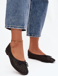 Baleríny S Pleteným A Mašlí Černé Belirra