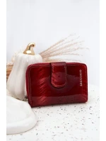 Lakovaný dámský peněženka s malými červenými detaily Luretta