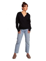 Zavinovací sveter s kapucňou B246 čierny - BeWear