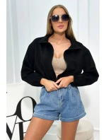 Semišová mikina na zips Čierny Semišová mikina na zips Čierny