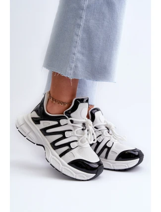 Sneakersy Damskie Biało-Czarne Ahmani