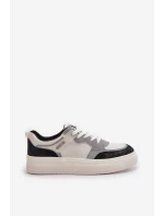 Damskie Niskie Sneakersy Z Eko Skóry Big Star OO274028 Biało-Szare