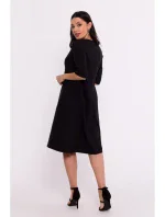 B280 Šaty s výstrihom do V - čierne