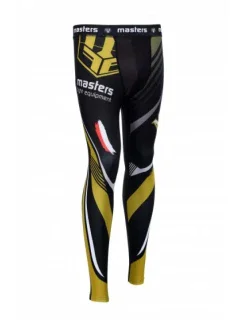 Pánske športové tréningové legíny Dl-MMA 061256-M - Čierne so žltou zmesou - Masters