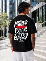 Pánske bavlnené tričko nadmernej veľkosti s čiernou potlačou FashionStreet NX4008R Pánske bavlnené tričko nadmernej veľkosti s čiernou potlačou FashionStreet NX4008R