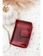 Lakovaný dámský peněženka s malými červenými detaily Luretta