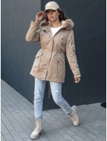 Dámska zimná bunda s kožušinou ERISS béžová FashionStreet TY4532