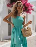 Dámske maxi šaty bez ramienok v morskom odtieni FashionStreet EY2667