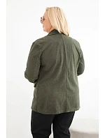Dámske sako Plus Size z manšestru s klopami a vreckami v khaki farbe Dámske sako Plus Size z manšestru s klopami a vreckami v khaki farbe