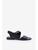 Dámske kožené ploché sandále Zazoo 3014 black Dámske kožené ploché sandále Zazoo 3014 black