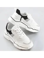 Bielo-čierne dámske sneakersy s brokátovými vsadkami (LU-2)