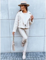 Dámska kožená bunda PLAYDIVA light beige FashionStreet TY3852