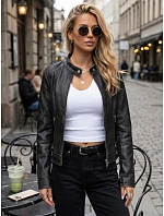 Dámska prechodná bunda z ekokože, čierna, FashionStreet TY5724