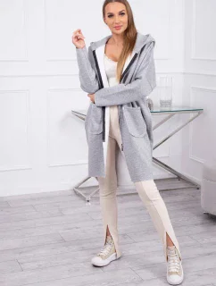 Zateplená mikina s dlhším chrbtom šedá