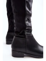 Damskie Skórzane Kozaki Przed Kolano S.Barski HY27098A Czarne