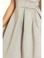 Dámske spoločenské neoprén šaty korzetové GORZET krátke sivé - Šedá / L - Numoco