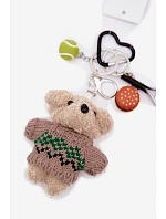 Přívěsek na klíče na tašku medvěd raketa míč stříbrný