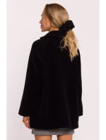 M808 Orezaná plyšová bunda - čierna