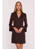 M876 Šaty so širokými manžetami - hnedé