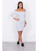 Pruhované priliehavé šaty svetlo šedej Pruhované priliehavé šaty svetlo šedej