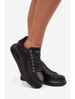 Sneakersy Damskie Z Naturalnej Skóry GOE OO2N4004 Czarne