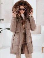 Dámska zimná bunda parka s kapucňou tmavo béžová FashionStreet TY5084 Dámska zimná bunda parka s kapucňou tmavo béžová FashionStreet TY5084