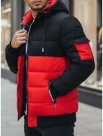 Pánska červeno-čierna zimná bunda s kapucňou FashionStreet TX5099 Pánska červeno-čierna zimná bunda s kapucňou FashionStreet TX5099