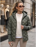 Dámska prešívaná bunda s kapucňou, zelená, FashionStreet TY5869 Dámska prešívaná bunda s kapucňou, zelená, FashionStreet TY5869