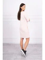 3D mačacie grafické šaty púdrovo ružové