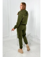 Set 3 v 1 mikina + top + nohavice khaki