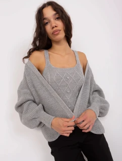 Dvojdielna súprava top + sveter sivá (8019)