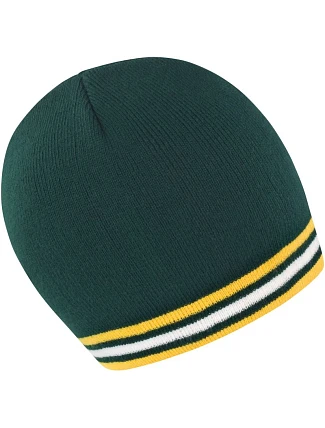 Result Headwear R 368X Pletená čiapka s kontrastnými pruhmi 28.368X zelená/zlatá-biela Result Headwear R 368X Pletená čiapka s kontrastnými pruhmi 28.368X zelená/zlatá-biela