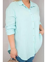 Bavlnená mušelínová košeľa Plus Size 65622 Mint - Kesi