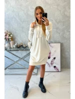 Velúrové šaty s kapucňou ecru