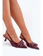 Czółenka Na Szpilce Z Kokardą Bordowe Folesca