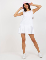 Základné biele mini šaty bez rukávov