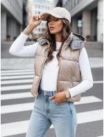 Dámska prešívaná vesta OSHE béžová FashionStreet TY3703 Dámska prešívaná vesta OSHE béžová FashionStreet TY3703