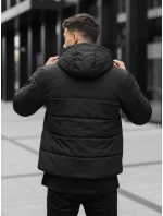 Pánska prešívaná zimná bunda s kapucňou čierna FashionStreet TX5117