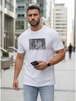 Pánske tričko s klasickou bielou potlačou FashionStreet NX5014R