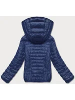 Modrá dámska prešívaná bunda s kapucňou (B0123-72) Modrá dámska prešívaná bunda s kapucňou (B0123-72)