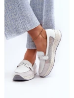 Damskie Skórzane Mokasyny D&A TW210 Białe