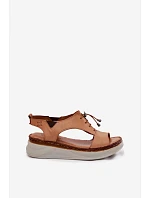 Kožené dámské sandály na platformě Maciejka I7646-29 Camel