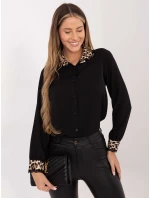 Dámska blúzka KS 4225.35 Black-Brown - FPrice Dámska blúzka KS 4225.35 Black-Brown - FPrice