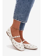 Dámske baleríny 21-41 bielo-strieborné - Diamantique