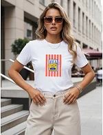 Dámske bavlnené tričko s potlačou, biele, FashionStreet NX8038RY