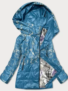Svetlomodrá dámska bunda s potlačou (7769)