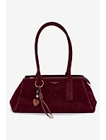 Eko semišová kabelka s přívěskem Bordová Nelina