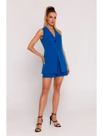 M776 Bunda bez rukávov s jedným gombíkom - modrá