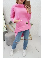 Dámska predĺžená mikina s kapucňou 9116 Pink - K-Fashion Dámska predĺžená mikina s kapucňou 9116 Pink - K-Fashion